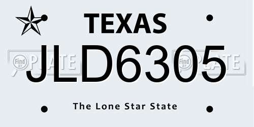 JLD6305 Texas License Plate