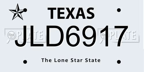 JLD6917 Texas License Plate