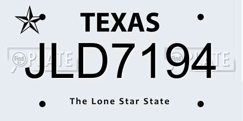 JLD7194 Texas License Plate