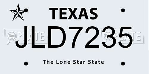 JLD7235 Texas License Plate