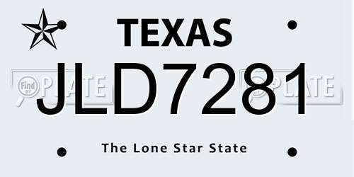 JLD7281 Texas License Plate