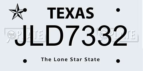 JLD7332 Texas License Plate