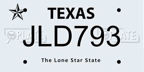 JLD793 Texas License Plate