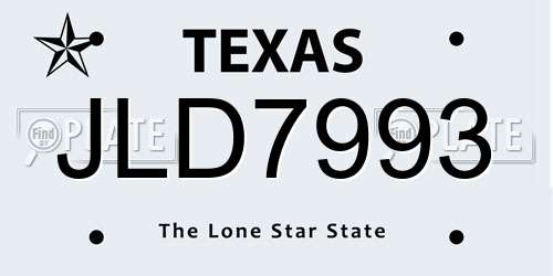 JLD7993 Texas License Plate