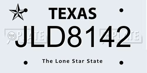 JLD8142 Texas License Plate
