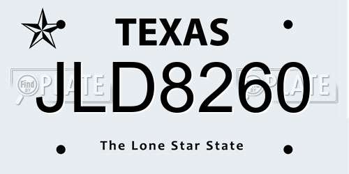 JLD8260 Texas License Plate
