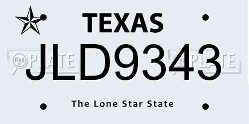 JLD9343 Texas License Plate
