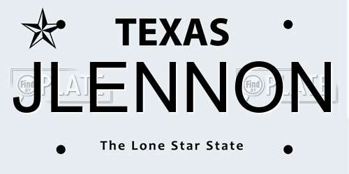 JLENNON Texas License Plate