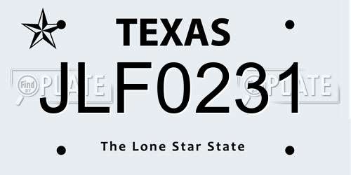 JLF0231 Texas License Plate