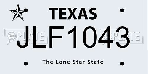 JLF1043 Texas License Plate