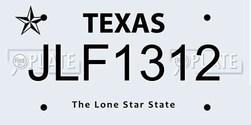 JLF1312 Texas License Plate