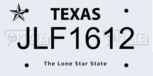 JLF1612 Texas License Plate