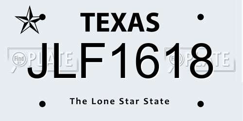 JLF1618 Texas License Plate