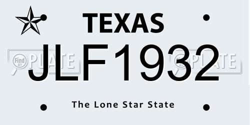 JLF1932 Texas License Plate