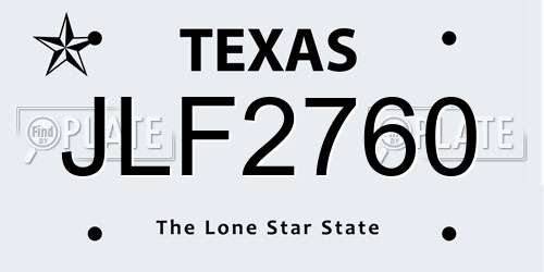 JLF2760 Texas License Plate