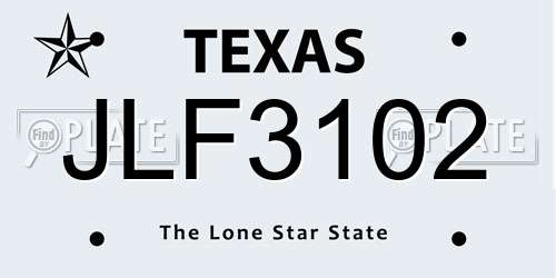JLF3102 Texas License Plate
