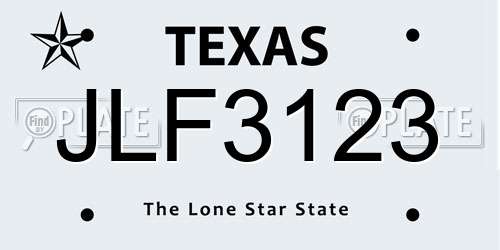 JLF3123 Texas License Plate