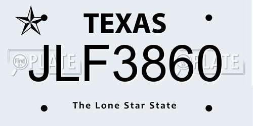 JLF3860 Texas License Plate