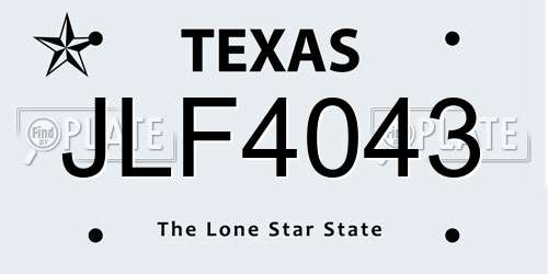 JLF4043 Texas License Plate
