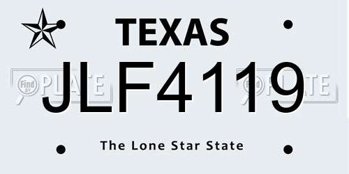 JLF4119 Texas License Plate