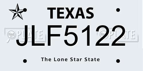 JLF5122 Texas License Plate
