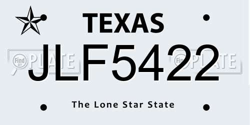 JLF5422 Texas License Plate