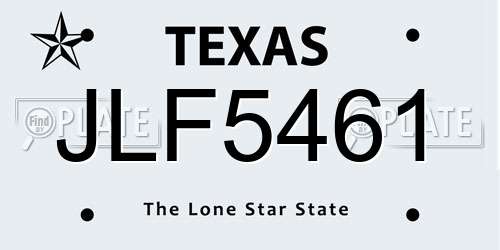 JLF5461 Texas License Plate