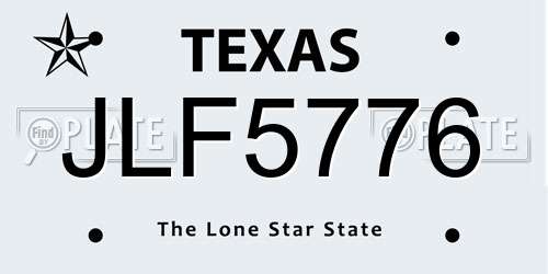 JLF5776 Texas License Plate
