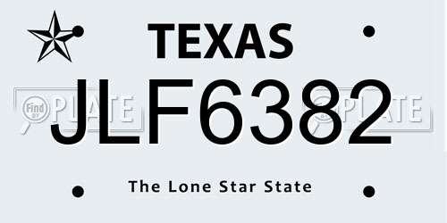 JLF6382 Texas License Plate