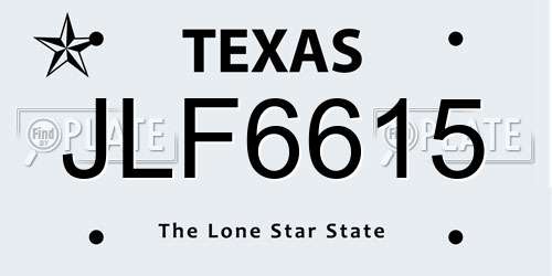 JLF6615 Texas License Plate