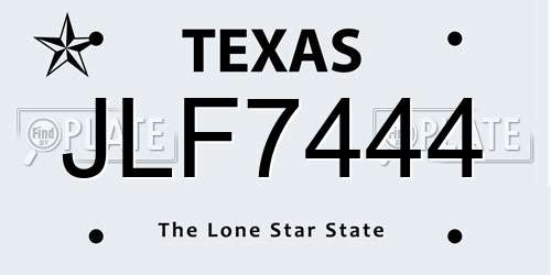 JLF7444 Texas License Plate