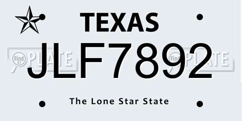 JLF7892 Texas License Plate