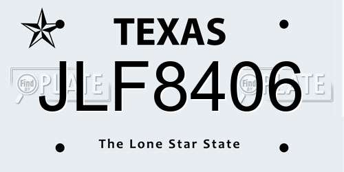 JLF8406 Texas License Plate