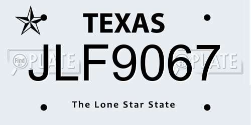 JLF9067 Texas License Plate