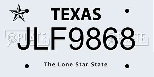 JLF9868 Texas License Plate
