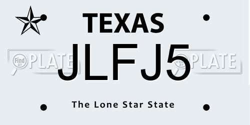 JLFJ5 Texas License Plate