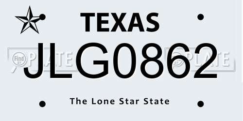 JLG0862 Texas License Plate