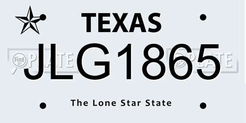 JLG1865 Texas License Plate