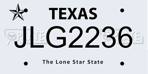 JLG2236 Texas License Plate