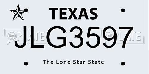 JLG3597 Texas License Plate