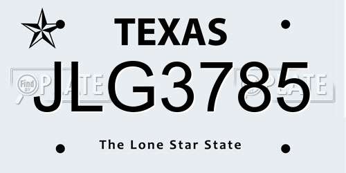JLG3785 Texas License Plate