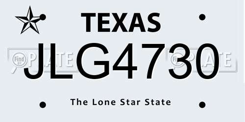 JLG4730 Texas License Plate