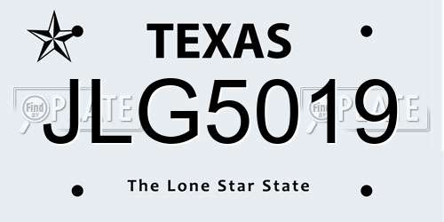 JLG5019 Texas License Plate