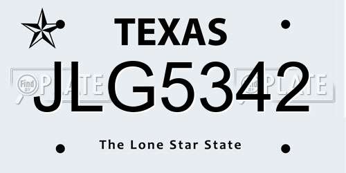 JLG5342 Texas License Plate