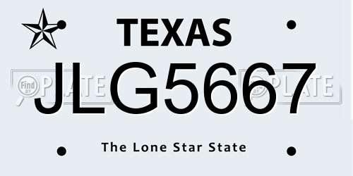 JLG5667 Texas License Plate