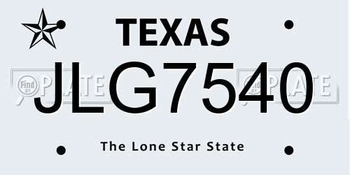 JLG7540 Texas License Plate