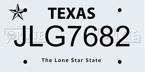 JLG7682 Texas License Plate