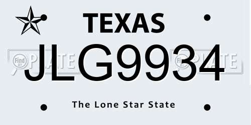 JLG9934 Texas License Plate