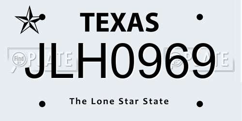 JLH0969 Texas License Plate