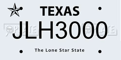 JLH3000 Texas License Plate